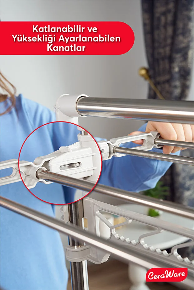 Home S4 Premium 4 Katlı Çamaşırlık Made in Korea Tam Katlanır Tekerlekli Çamaşır Kurutmalık